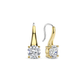 Aretes de plata bañada en oro amarillo con zirconia blanca