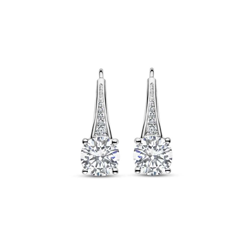 Aretes de plata con acabado platinado y zirconia blanca