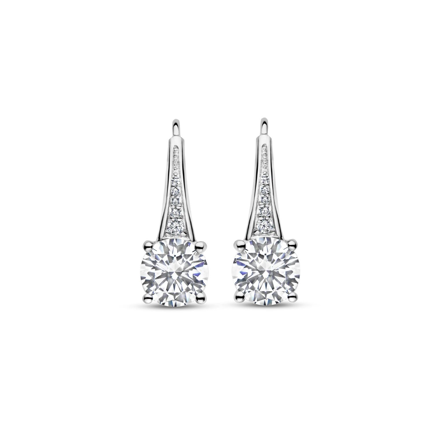 Aretes de plata con acabado platinado y zirconia blanca