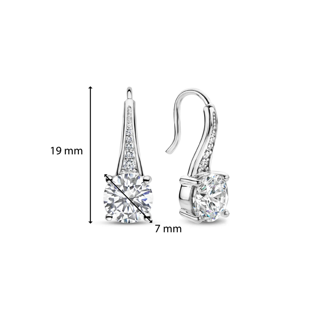 Aretes de plata con acabado platinado y zirconia blanca