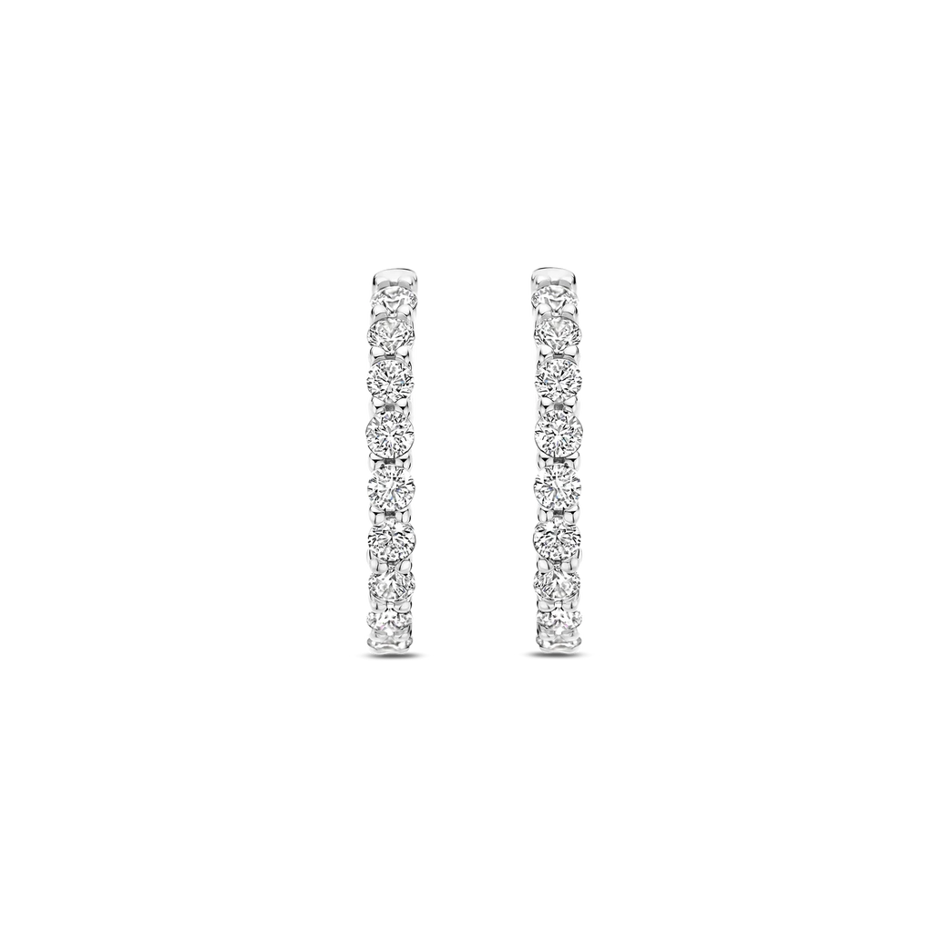 Aretes de aro platinados con zirconia blanca