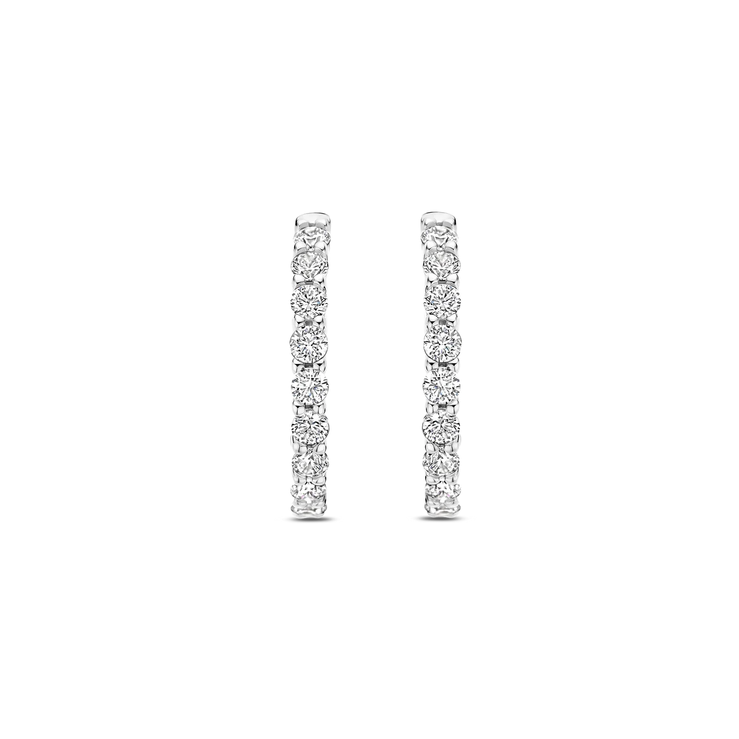 Aretes de aro platinados con zirconia blanca
