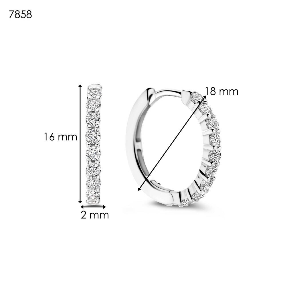Aretes de aro platinados con zirconia blanca