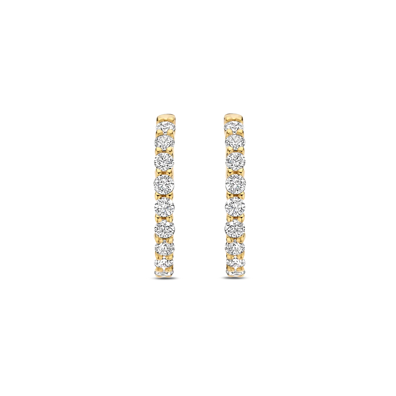 Aretes de aro de plata dorada con zirconia blanca