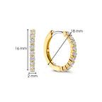 Aretes de aro de plata dorada con zirconia blanca
