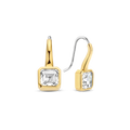 Aretes de plata bañada en oro amarillo con zirconia blanca