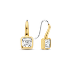 Aretes de plata bañada en oro amarillo con zirconia blanca