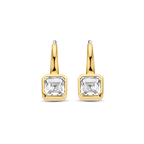 Aretes de plata bañada en oro amarillo con zirconia blanca