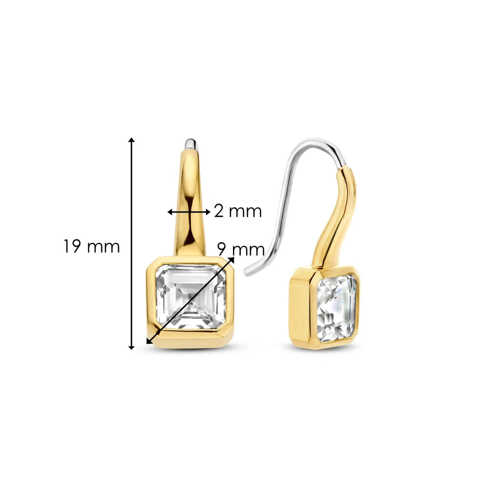 Aretes de plata bañada en oro amarillo con zirconia blanca