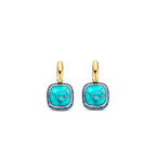 Aretes de plata dorada con piedra turquesa