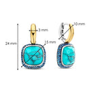 Aretes de plata dorada con piedra turquesa