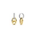 Aretes de plata bañada en oro amarillo con zirconia blanca