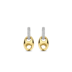 Aretes de plata bañada en oro amarillo con zirconia blanca