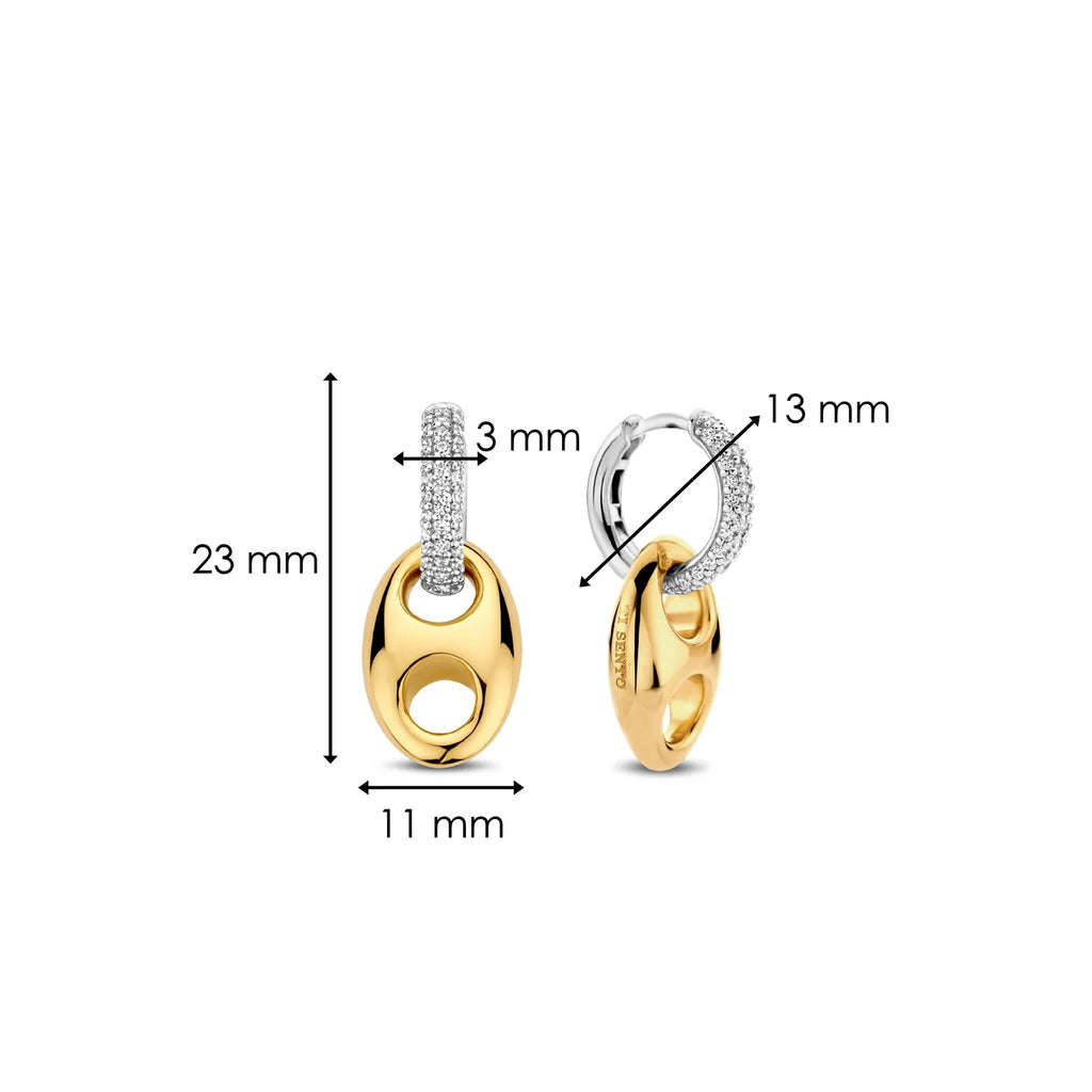 Aretes de plata bañada en oro amarillo con zirconia blanca