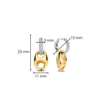 Aretes de plata bañada en oro amarillo con zirconia blanca