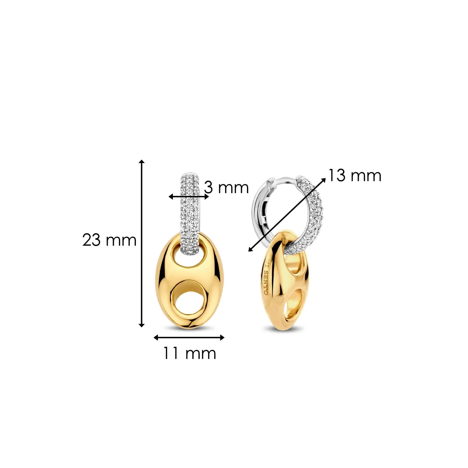 Aretes de plata bañada en oro amarillo con zirconia blanca