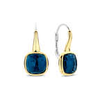 Aretes de plata bañados en oro con piedra azul
