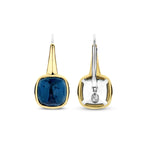 Aretes de plata bañados en oro con piedra azul