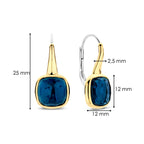 Aretes de plata bañados en oro con piedra azul