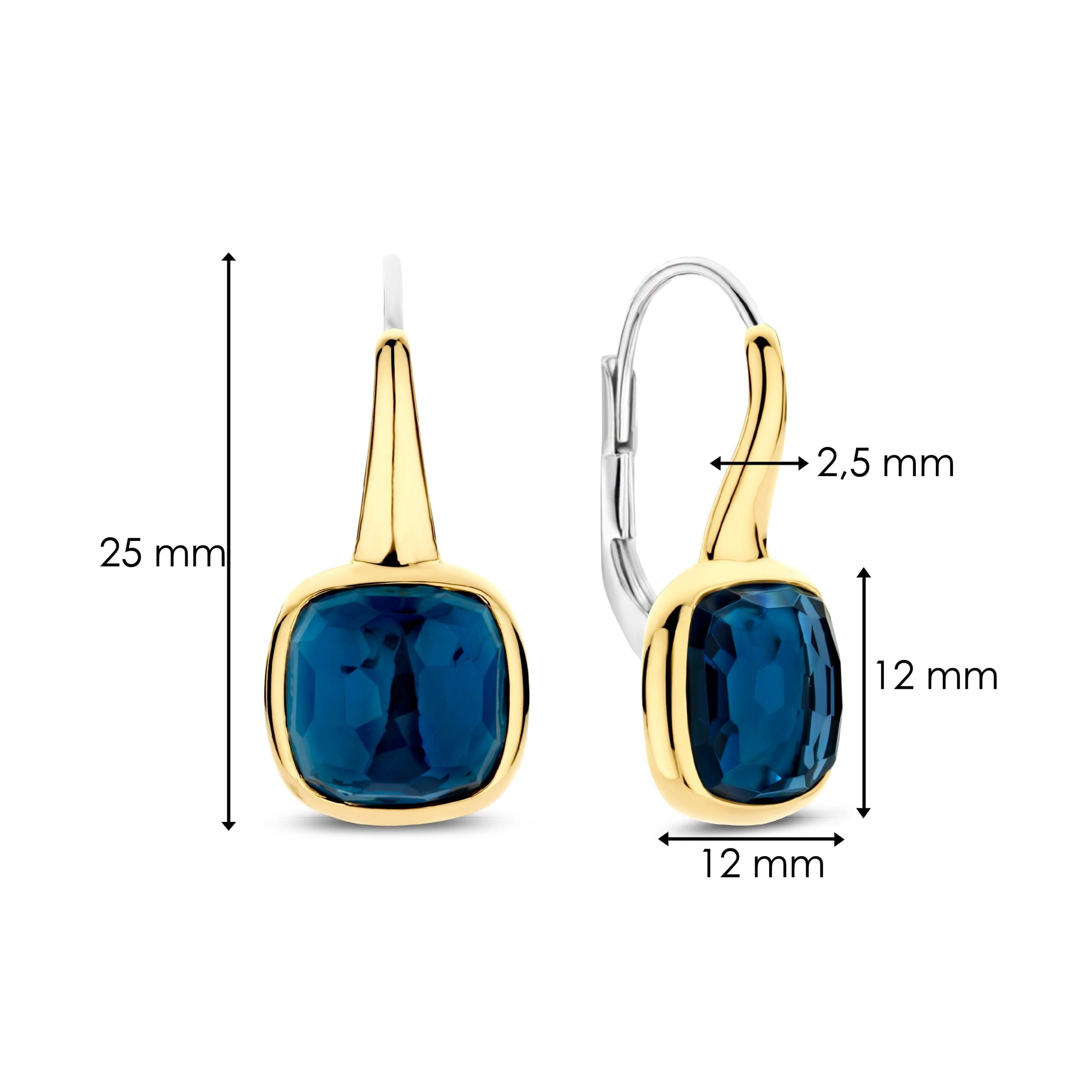 Aretes de plata bañados en oro con piedra azul
