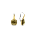 Aretes de plata bañados en oro con piedra caqui translúcida