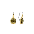 Aretes de plata bañados en oro con piedra caqui translúcida