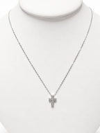 Gargantilla de 14K oro blanco cruz brillantes