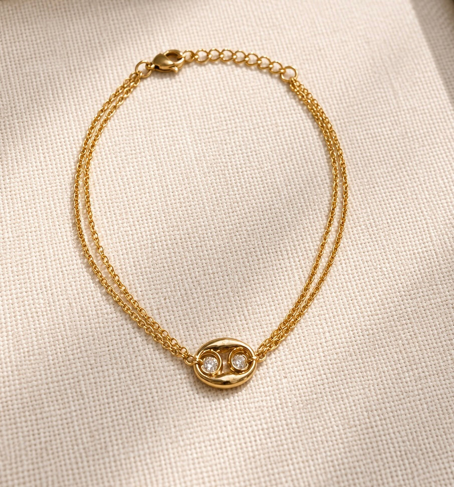 Brazalete de 14K oro amarillo coffee bean