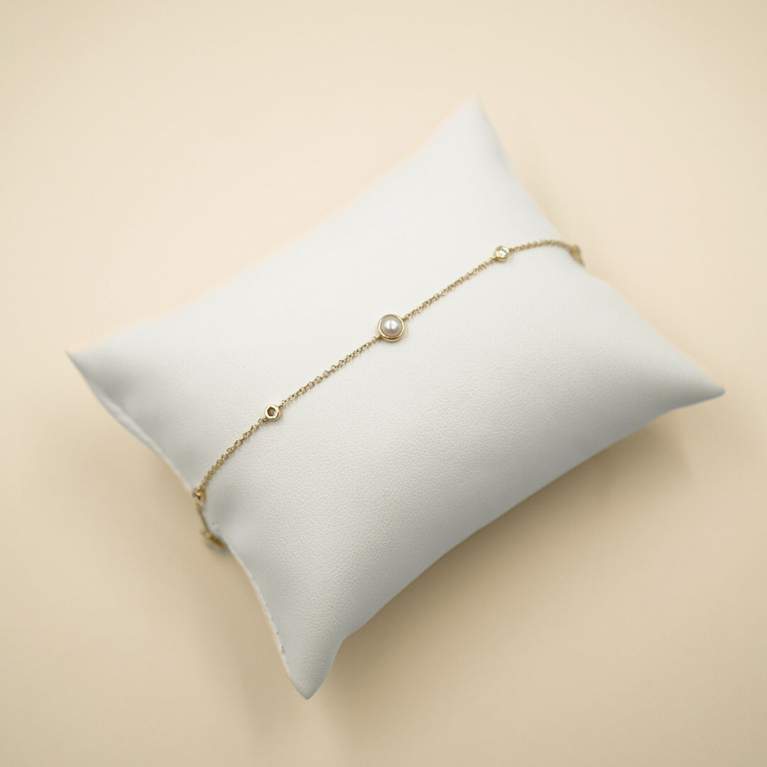 Brazalete de 14K oro amarillo perla