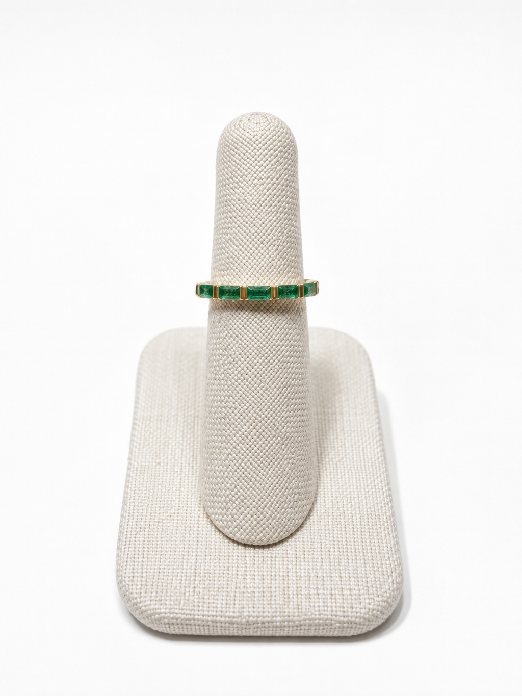 Anillo churumbela de 14K oro amarillo esmeraldas