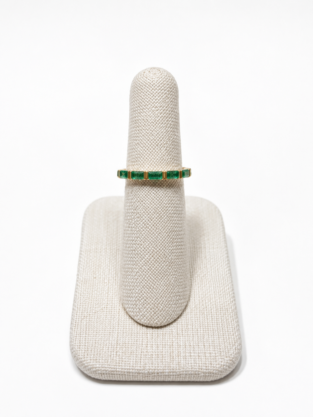 Anillo churumbela de 14K oro amarillo esmeraldas