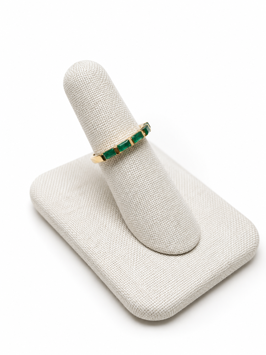 Anillo churumbela de 14K oro amarillo esmeraldas