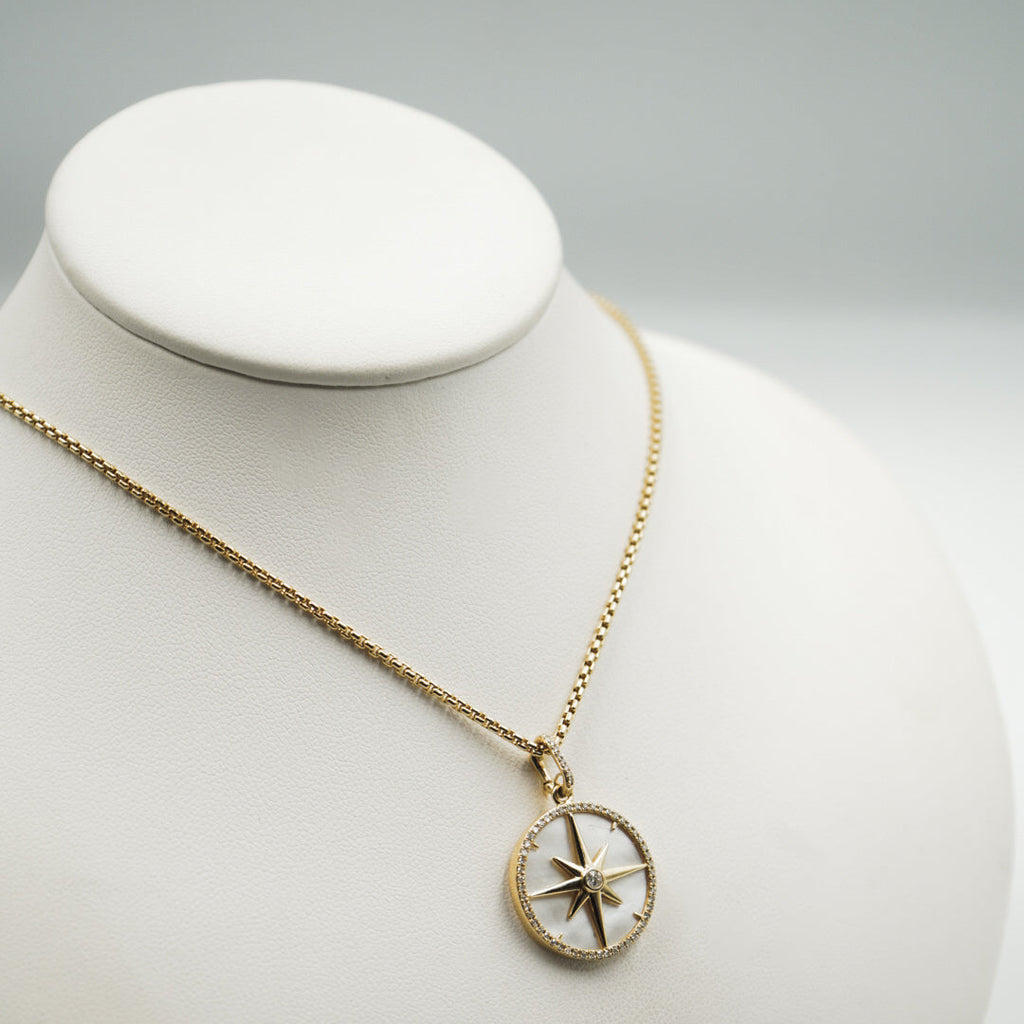 Dije Rosa de los Vientos de 14K oro amarillo
