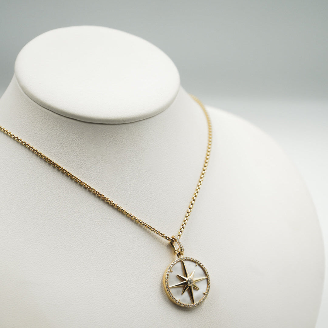 Dije Rosa de los Vientos de 14K oro amarillo