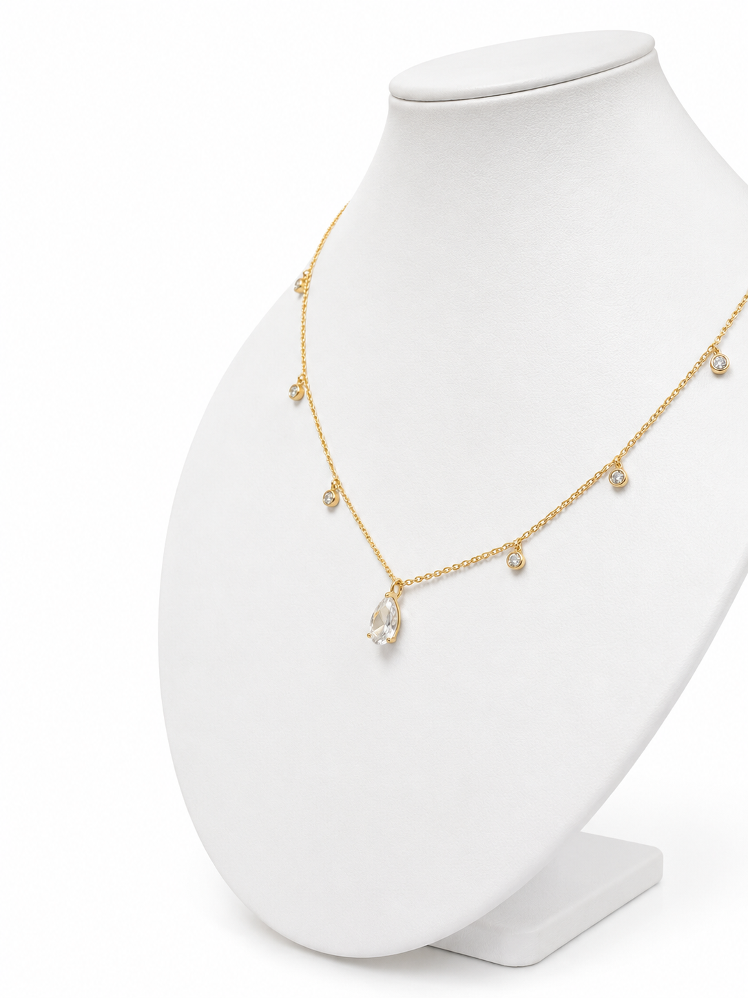 Gargantilla de 14K oro amarillo white topaz gota