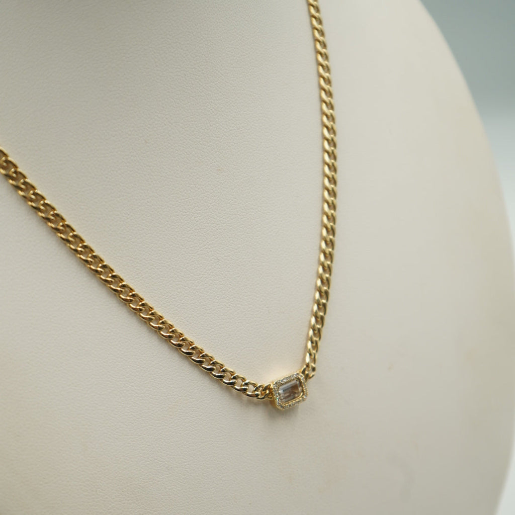 Gargantilla de 14K oro amarillo Miami Cuban Chain